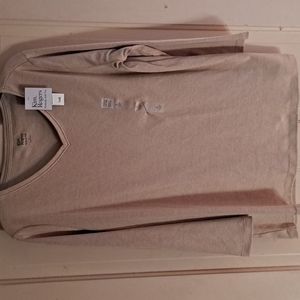 Tan color Kim Rogers 3/4 sleeve NWT large size tshirt.